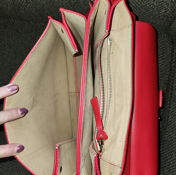 Beautiful Chloe Red Suede/Calfskin ❤️ Faye Bag! 10 by 12 in. - Picture 5 of 7